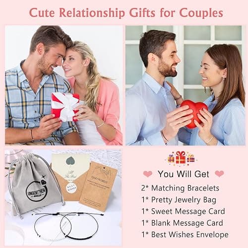 UNGENT THEM Pinky Promise Matching Bracelet for Couples Soulmate Man Distance Relationship Gifts for Women Men Him Her… thumbnail 6