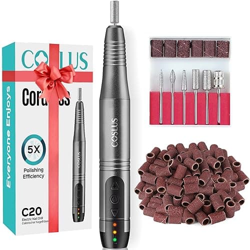 COSLUS Cordless Nail Drill Electric File: Professional for Acrylic Gel Dip Powder Nails Portable Nail Drill Machine Kit for Manicure Pedicure Nail Set with Everything Rechargeable Lightweight - Image 1