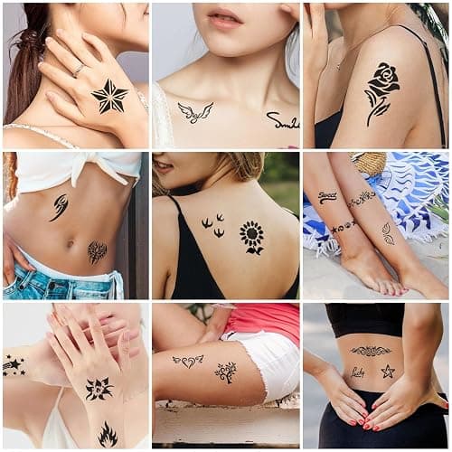 12 Temporary Tattoo Stencils,142 PCS Henna Stencils Reusable Tattoo Stencils for Face Body Art Painting for Women Men Adults Kids thumbnail 7