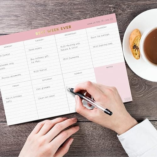 Sweetzer & Orange Weekly To Do List Pad. Gold Foil 7 days Planner with Daily Roadmap Agenda Squares. 7x10” Day Workbook 2025 - Student Blueprint, Work Manual, and Checklist Note Pad thumbnail 2