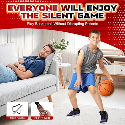 ALDWDY Silent Basketball Size 7 (29.5") – Grooved Airless Indoor Basketball for Quiet Dribbling and Indoor Training, Pro PU Foam Ball – Real Feel Higher Bounce Quieter thumbnail 2
