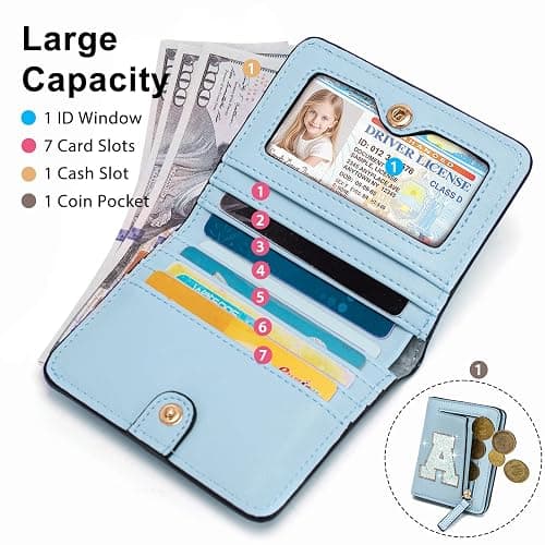 OYLOLA Birthday Gifts for 8 9 10 11 12 13 14 Year Old Girl Kids Wallet Initial Girls Wallets Teen Girls Gift Preppy Teen Girl Stuff Things Blue A thumbnail 4