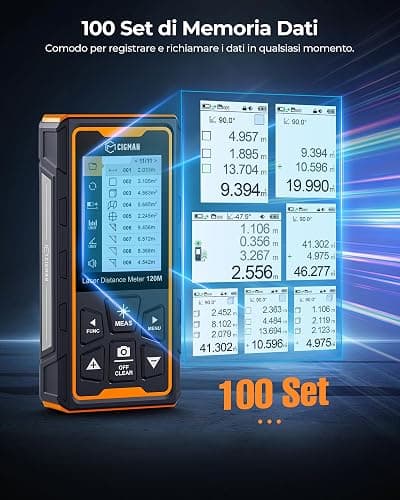 120M Metro laser, CIGMAN telecamera integrata, telemetro laser con fotocamera zoom 4x, schermo LCD, dispositivo di misurazione laser IP65, 16 modalità di misurazione per esterni, (CD-120G) thumbnail 7