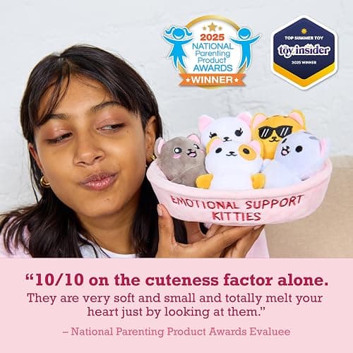 WHAT DO YOU MEME? Emotional Support Kitties by Relatable, Cuddly Stuffed Animals and Toys, Squishy Toys and Plushies, Great Ideas for Loved Ones of All Ages, Includes 5 Plushies with Carrying Basket thumbnail 3