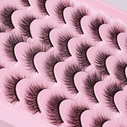 Lashes Natural Look Wispy Fasle Eyelashes 12mm Short Faux Mink Eyelashes Cat Eye Natural Strip Lashes Pack by Zegaine 16 Pairs thumbnail 5