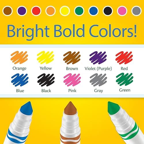 Crayola Broad Line Markers (12pk), Bulk School Coloring Markers for Kids, Teacher Classroom Must Haves, Back to School Essential Supplies for Preschool & Kindergarten - 10 Count (Pack of 12) - Markers Bulk thumbnail 3