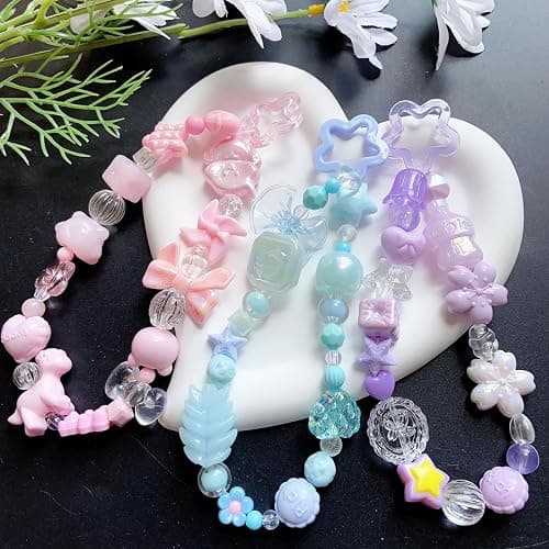Vashun Assorted Acrylic Beads for Bracelet Making,Flower Butterfly Bow Candy Heart Kawaii Charms for Jewelry Making DIY Necklace Bracelet Keychain Phone Charm (10Color-2) thumbnail 6