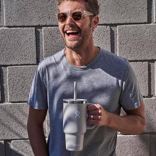 Hydro Flask Travel Tumbler with Handle, Lid and Straw - Insulated Stainless Steel in 40 Oz Trillium thumbnail 11