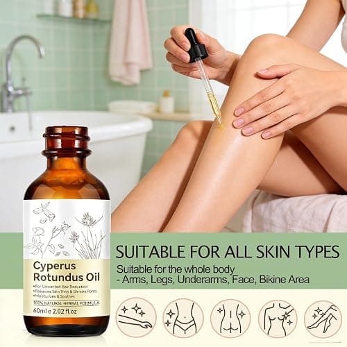 YUEPLATTNMAY Cyperus Rotundus Oil, Natural Cyperus Rotundus Oil for Hair Removal, Reduces Body Hair Growth, Moisturizes & Soothes The Skin, Shrinkes Pores, Suitable for All Skin Types, 2.02 Fl oz thumbnail 6