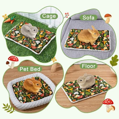 Glittme 2Pcs Bunny Bed Rabbit Bed for Indoor Cage Soft Guinea Pig Bed Fleece Mat Pad Warm Small Animal Bedding Accessories for Hamster Ferret Washable Non-Slip Rabbit Hide House Liner thumbnail 7