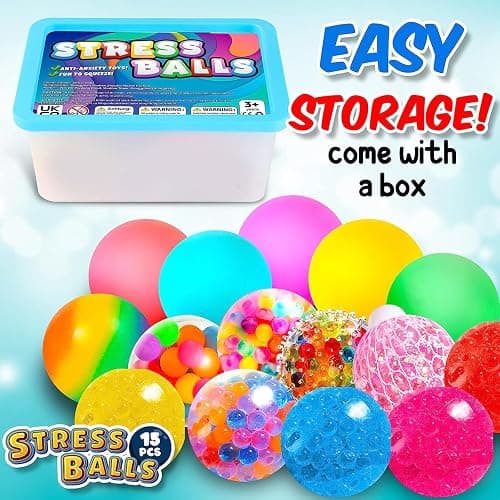 Hapitoys Sensory Stress Balls Fidget Toys for Kids and Adults - Sensory Squishy Balls Set, Anxiety Relief Calming Tool - Fidget Stress Toys for Autism & ADD/ADHD - 15 Pack thumbnail 3