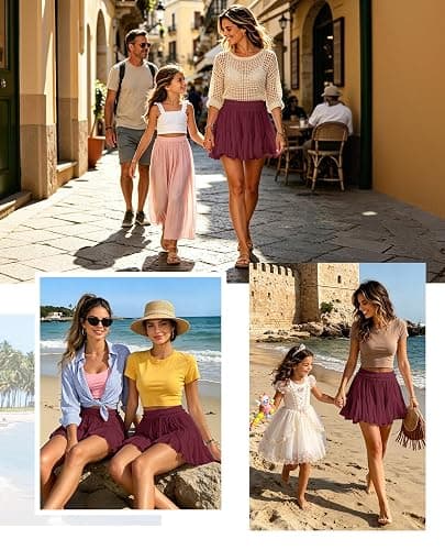 Women's Flowy Shorts Casual Linen Boho Ruffle Mini Skirts Pleated High Waist Cute Butterfly Skorts with Pockets Summer Trendy thumbnail 4