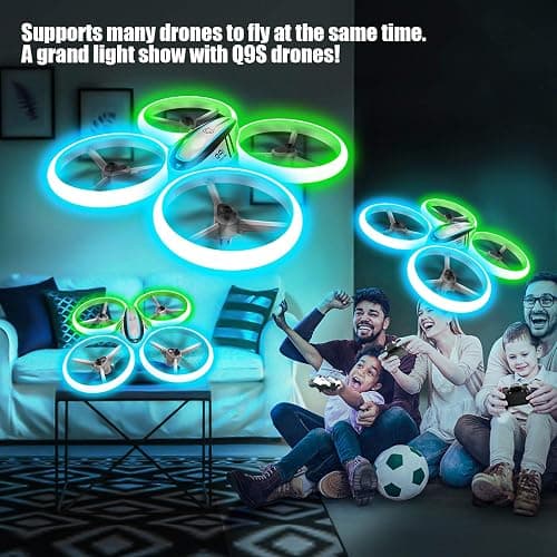 Q9s Drones for Kids,RC Drone with Altitude Hold and Headless Mode,Quadcopter with Blue&Green Light,Propeller Full Protect,2 Batteries and Remote Control,Easy to fly Kids Gifts Toys for Boys and Girls thumbnail 5
