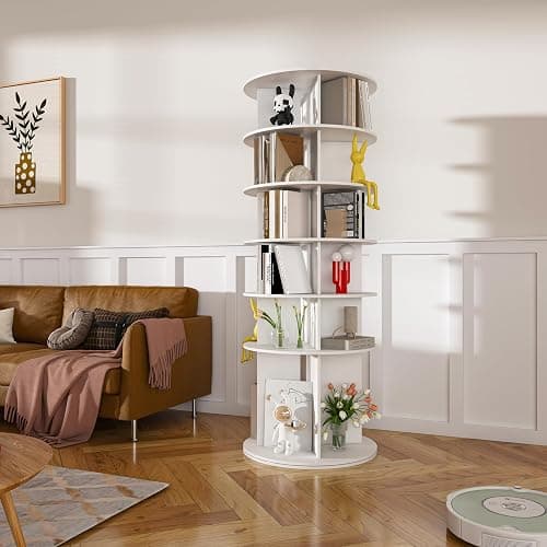 Runboll 6-Tier Rotating Shoe Rack Tower Spinning Shoe Display Lazy Susan Storage Tower, Free Standing 360 Revolving Shoe Organizer for Living Room Entryway Doorway thumbnail 7