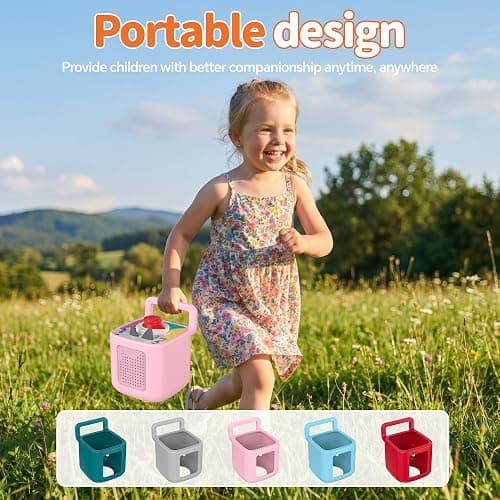 Underhub Silicone Protective Cover for Toniebox 2 Audio Player, Shockproof Anti Slip Silicone Case with Handle, Soft Easy Grip Cover, Easy to Clean Durable Sleeve (Pink) thumbnail 5