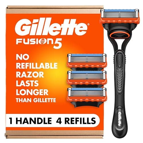 Gillette Fusion5 Razors for Men, 1 Razor, 4 Blade Refills, Lubrastrip for a More Comfortable Shave - Image 1