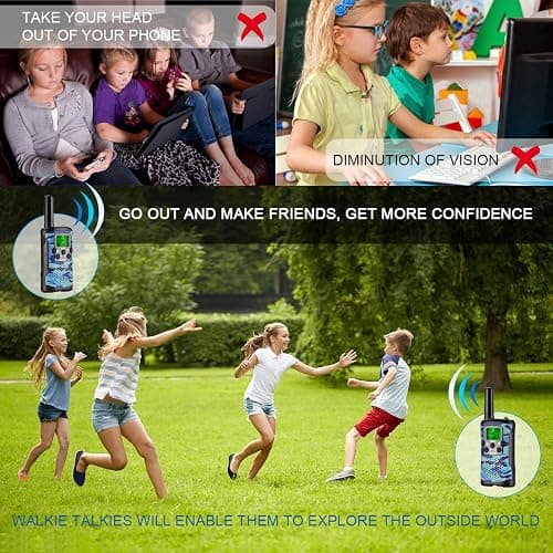 Walkie Talkies for Kids 22 Channel 2 Way Radio 3 Miles Long Range Handheld Walkie Talkies Durable Toy Best Birthday Gifts for 6 Year Old Boys and Girls fit Adventure Game Camping (Blue Camo 1) - Blue Camo 1 thumbnail 4