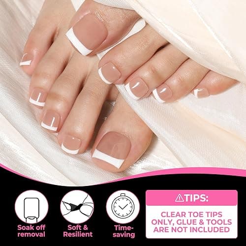 UNA GELLA Square Toe Nail Tips For Big Toe, 504Pcs 15Sizes Soft Gel Full Cover Toe Nail Tip Pre-buff Fake Acrylic Toes Nail Press Ons Soak Off Pedicure For Nail Extensions Home DIY Nails Salon thumbnail 4
