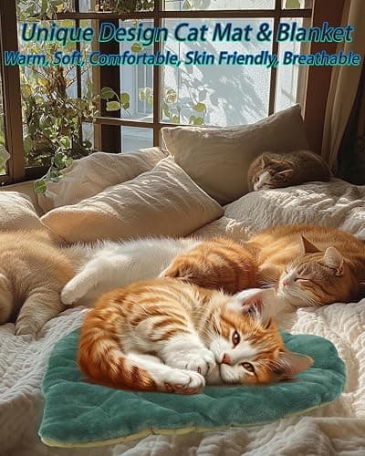 Rzxlszy Cat Mat Self Warming Cat Bed 26"x20" Leaf Shaped Cotton Soft Warm Pet Pad Blanket for Indoor Bed Couch Sofa Floors Cat and Dog Warm Mattress (Green) thumbnail 5