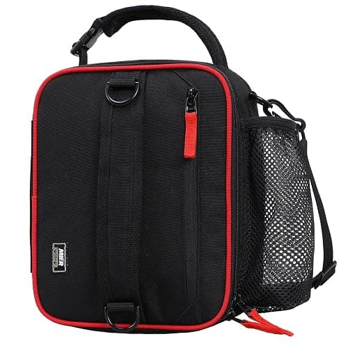 MIER Expandable Lunch Bag Insulated Lunch Box for Men to Work Travel Portable Lunchbox Bags with Shoulder Strap and Water Bottle Holder(Black/Red) - Image 1