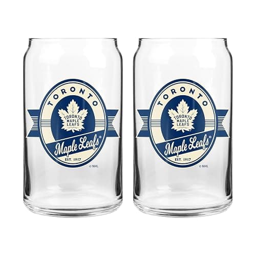 NHL Toronto Maple Leafs Nostalgia Label Glass Can, 2-Pack - Image 1