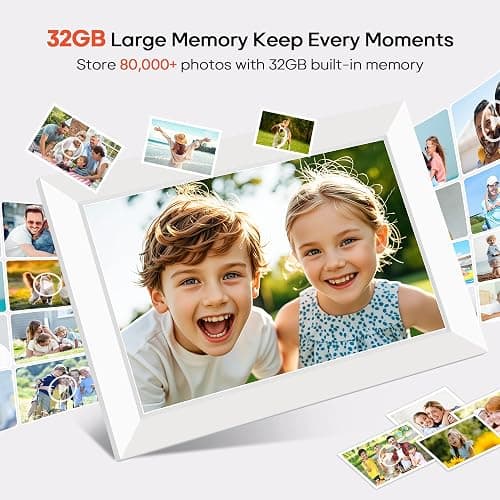 Miroir 10.1 Inch WiFi Digital Photo Frame via Frameo App, 1280x800 HD IPS Touch Screen Electric Picture Frame Display, 32GB Storage, Auto-Rotate, Wall Mountable, Share Photos/Videos Instantly thumbnail 3