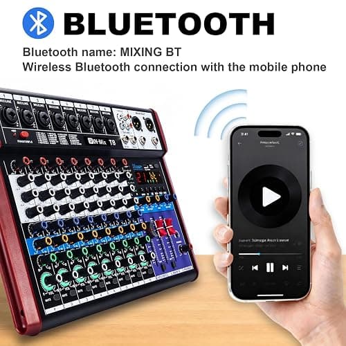W IN-MIX Professional 8 Channel Mixer with Bluetooth, USB Recording, 48V Phantom Power & 24 DSP Effects – Studio & Live Console for DJ, Streaming and Karaoke thumbnail 3