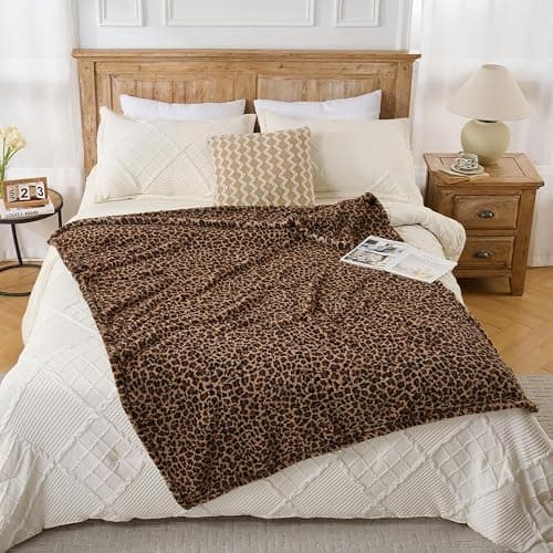 Leopard Cheetah Print Blanket – Super Soft Plush Fleece Throw for Bed, Sofa & Travel – All Season Cozy Cheetah Pattern Home Decor Throw Blanket, 50″ x 60″ (Dark Brown) thumbnail 2