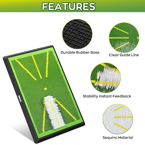 IMAYCC Golf Mat 2Pics Replaceable Hitting Practice Mat with Antislip Rubber Base for Analysing Swing Path Training Indoor Outdoor,Nice Gift for Golf Beginners,Adults and Children thumbnail 2