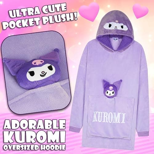 Hello Kitty Blanket Hoodie for Women Teens Wearable Blanket Sherpa Lined Fleece thumbnail 3