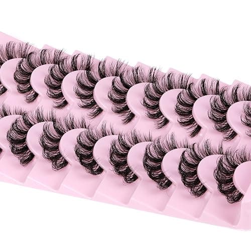 ALPHONSE Russian Lashes Clear Band False Eyelashes Natural Look D-Curly Fake Lashes Russian Strip Faux Mink Eyelashes 9 Pairs Pack thumbnail 7