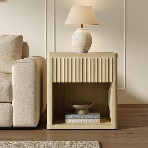 SICOTAS Night Stand with Large Drawer 24" Tall Fluted Modern Nightstands Wide Bedside Table for Bedroom Sofa Home Office, Nightstand with Spacious Storage Minimalist Design, Easy Assembly thumbnail 7