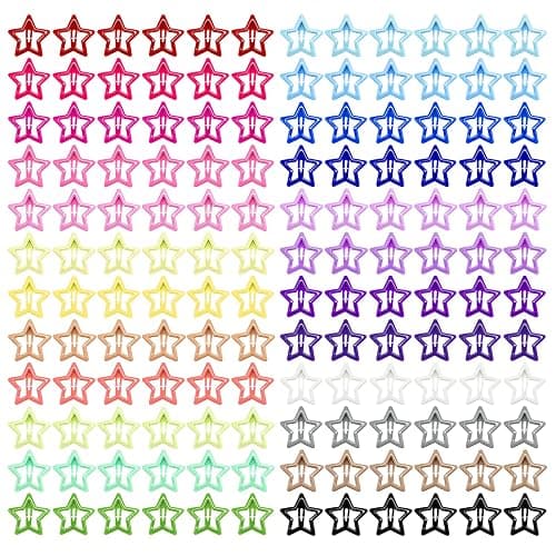 YLMUSU 144 Pcs 1.2'' Star Hair Clips - 24 Colors Metal Non-Slip Snap Hair Clips, Colorful Star Clips y2k, Stars Hair Barrettes for Women and Girls - Image 1