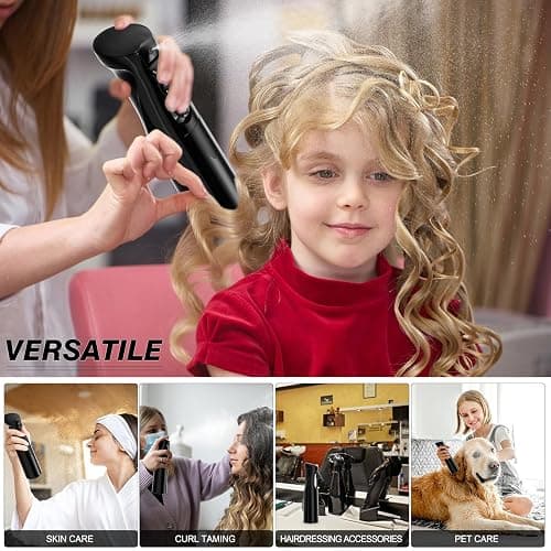 IMPORX Continuous Spray Bottle for Hair 2 Pack (10.1oz/300ml) Home Essentials Spray Bottles for Cleaning Empty Ultra Fine Water Mister Sprayer for Hairstyling Garden Plants Curly Hair Perfume, Black thumbnail 5