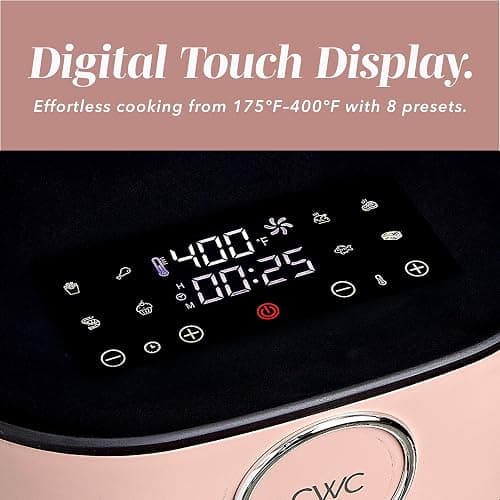 COOK WITH COLOR 1400W 5.5Qt Digital Kitchen Air Fryer with Glass Basket, 8 Presets Healthy Cooking Options, Bake, Fry, Reheat, 60-Min Timer, Adjustable Temperature Control 175°F–400°F, Blush thumbnail 4