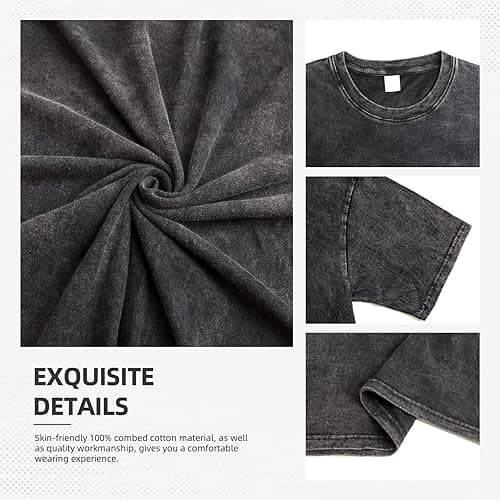 Vintage Shirt Mens Woman Oversized T Shirts Washed Short Sleeve Graphic Tee Round Neck T-Shirt Fashion Retro Unisex Tops - Music-4 - Small thumbnail 5
