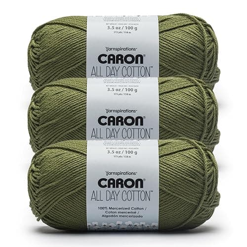 Caron All Day Cotton - 3 Pack of 173 Yards/3.52 oz Moss 100% Mercerized Cotton Yarn - Image 1