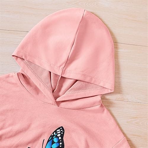 Toddler 2pc Jogging Sets Pullover Hoodies Sweatpants Cotton Outfits Baby Girls Bow Graphic Thick Hoodie Joggers Pants thumbnail 2