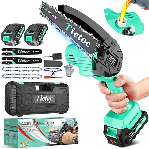 Tietoc Mini Chainsaw 6-Inch with 2 Batteries, Electric Saw Gifts for Women Dad Husband Gardener, Cool Gadgets for Men 2026, Mens Gifts for Birthday Anniversary Christmas for Adults Men Dad - Image 1