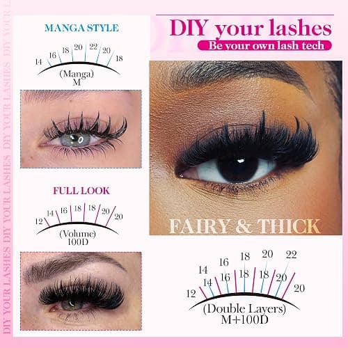 Lash Clusters Kit 100D Long Lash Spikes Lash Extension Kit Thick Eyelash Clusters Volume Individual Lashes Kit Mega Cluster Eyelash Extensions Strip Lashes DIY Spiky Lash Bond and Seal by CORUSCATE thumbnail 3