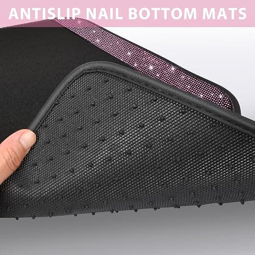 CAR PASS Bling Diamond Car Floor Mat Shining Rhinestones Carpet, Sparkly Glitter Crystal Anti-Slip PVC Heel Pad Automotive Universal Fit for SUV Sedan Car Van, 4pcs for Girl Cute Women, Black Pink thumbnail 8