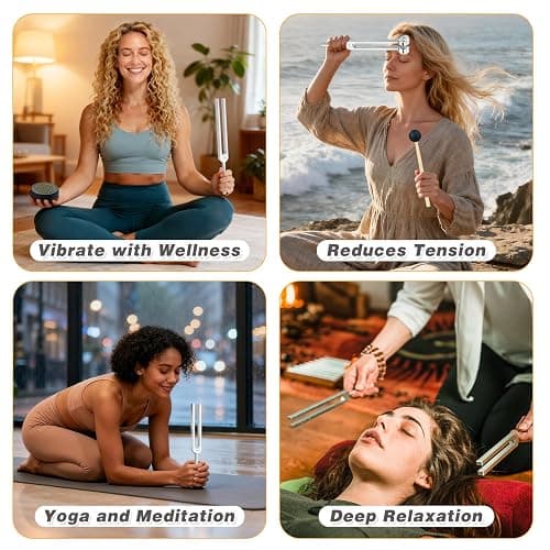 Tuning Forks Set - 128Hz, 136Hz, 256Hz, 384Hz, Chakra & Body Tuning Forks Kit with Activator and Pouch, for Meditation, Relaxation & Energy Balance thumbnail 7
