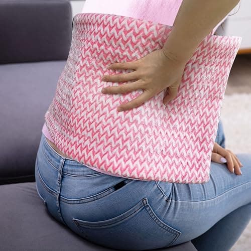 GOQOTOMO Fast-Heating Electric Heating Pad for Back/Waist/Abdomen/Shoulder/Neck Pain and Cramps Relief - 12 Heat Levels, 8 Timers with Countdown, Stay on, Machine Washable-PW01(Pink) thumbnail 7