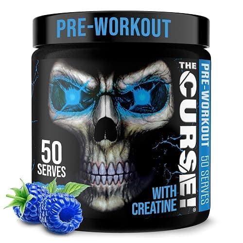 JNX SPORTS The Curse! Pre Workout Powder for Men & Women, Caffeine, Beta-Alanine, Creatine, L-Citrulline, 50 Servings, Blue Raspberry Flavor – Boost Energy, Strength & Focus - Blue Raspberry - 50 Servings (Pack of 1) - Image 1