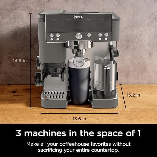 Ninja Luxe Cafe Premier Series, Espresso Machine, Drip Coffee, Rapid Cold Brew, Integrated Grinder, Hands-Free Frother, with Knock Box, Water Filter, Cleaning Tablets, Descaler, ES601GM thumbnail 3