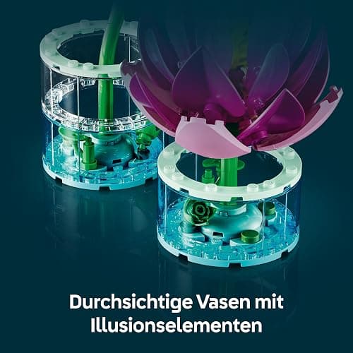 LEGO Botanicals Seerosen - Kunstblumen Set mit 2 künstlichen Topfpflanzen in transparenten Vasen - DIY Kinderzimmer Deko - Geschenk für Mädchen ab 9 Jahren & Erwachsene Blumenliebhaber - 11511 thumbnail 6