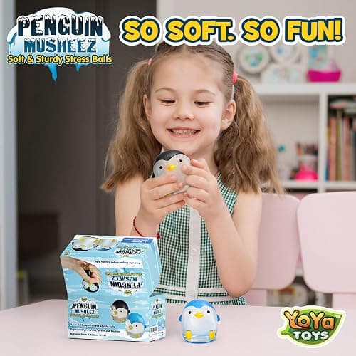 YoYa Toys Musheez Penguin Squishy Stress Balls 2-Pack - Sensory Fidget Toy - Fun to Squeeze and Stretch - Soft Penguin Squishies Stress Relief Ball for Kids - Cute for Boys and Girls thumbnail 8