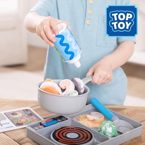 Melissa & Doug Simmer & Stir Stovetop Play Set with Water Wow!® Color Changing Play Food Preschool Toy Ages 3+ thumbnail 2