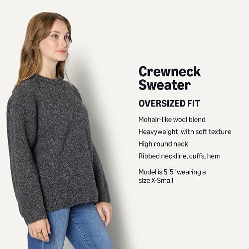 Amazon Essentials (Demi's Pick) Women's Oversized-Fit Faux Mohair Crewneck Sweater thumbnail 4