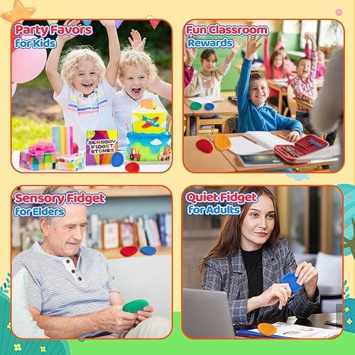 Fidget Classroom Must Have Sensory Toys for Kid Adult 6PC Worry Stone for Autism ADHD Special Education Needs Calm Down Quiet Fidget Stress Item Anxiety Relief Classroom Prizes Gift - 6PC thumbnail 6